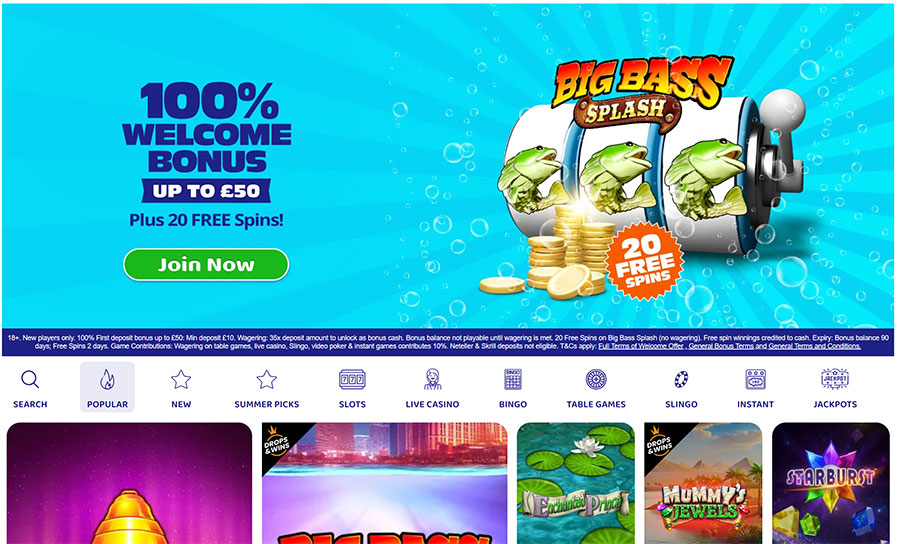 page d'accueil peach casino